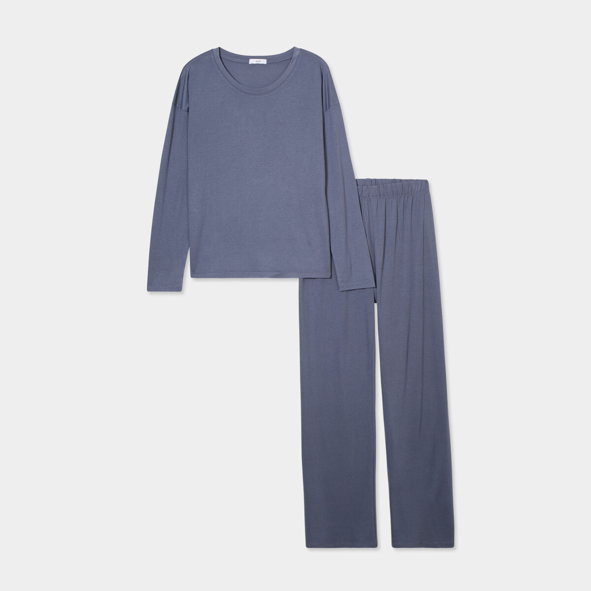 Ensemble pyjama pantalon 2 pi&egrave;ces bleu gris femme