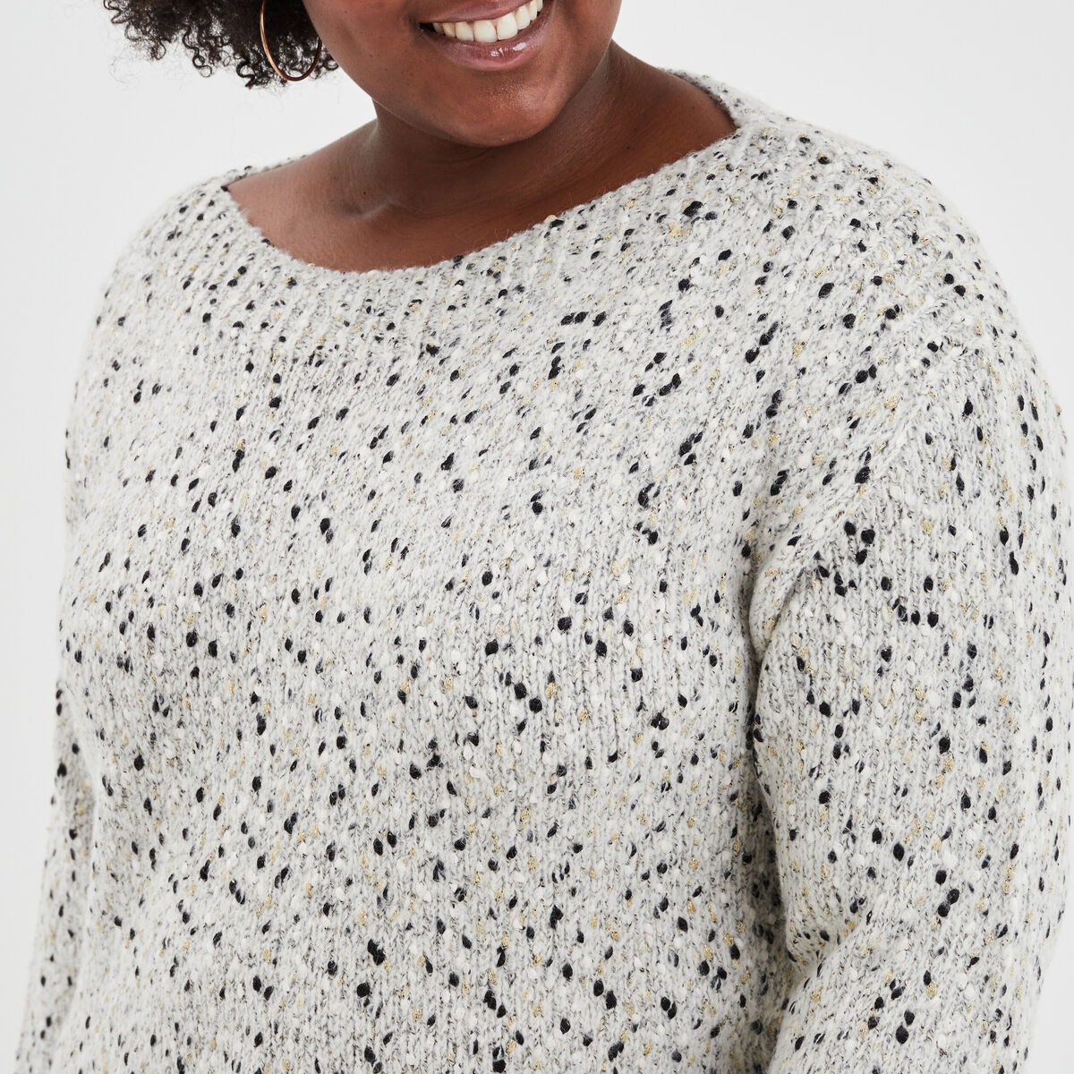Pull col bateau blanc femme grande taille