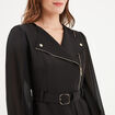 Robe droite col croisé zippé Mosquitos noir femme