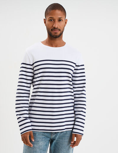 T-shirt manches longues coton blanc homme