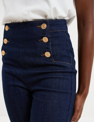 Jean flare &agrave; pont denim brut femme