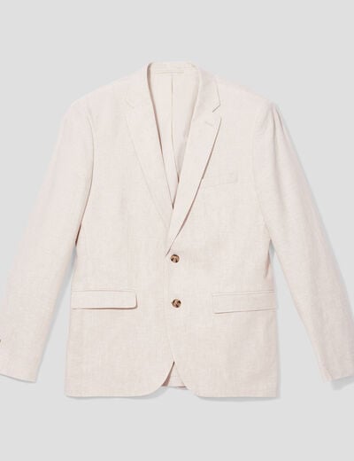 Veste blazer droite courte lin mélangé ecru homme