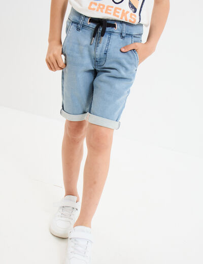 Bermuda droit en jean denim double stone garçon