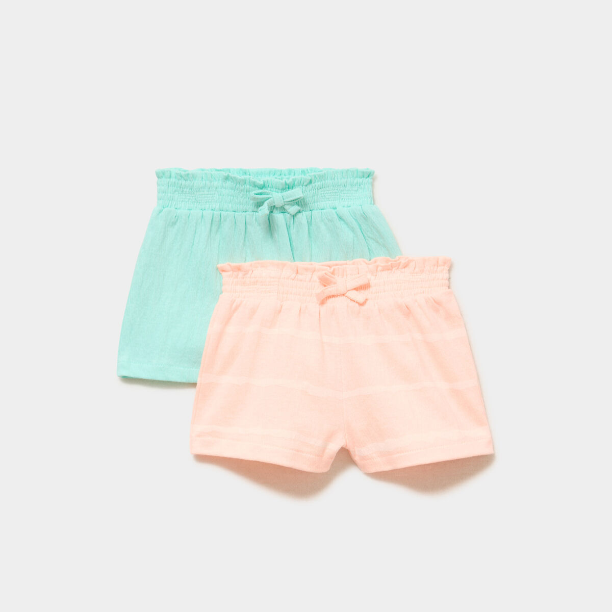 Lot 2 shorts tailles &eacute;lastiqu&eacute;es orange fluo b&eacute;b&eacute; fille