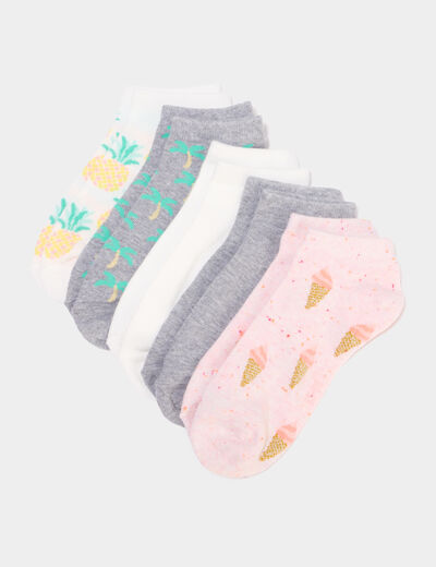 Lot 5 paires chaussettes invisibles multicolore fille