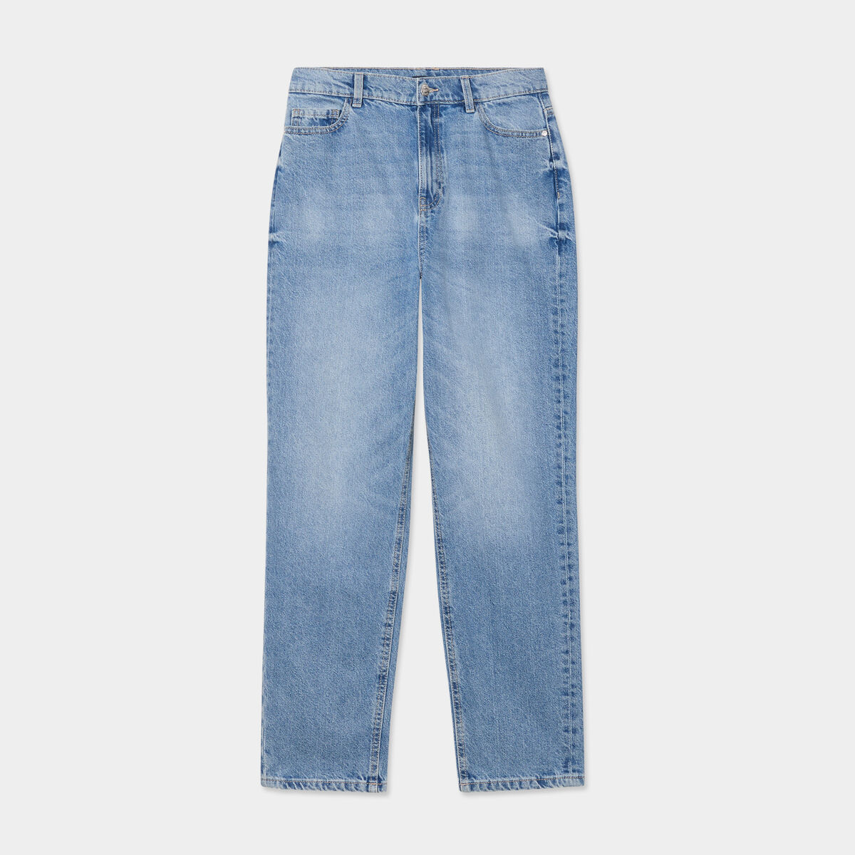 Jeans mom cropped taille haute denim double stone femme