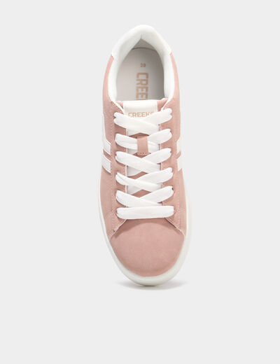 Baskets &agrave; lacets su&eacute;dine rose femme