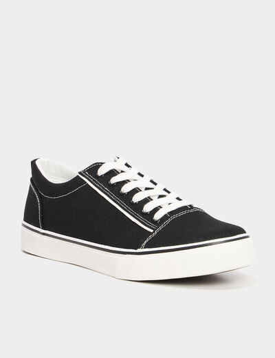 Tennis basses en toile à lacets noir homme