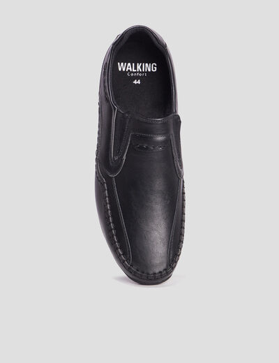 Mocassins confort &agrave; bout carr&eacute; noir homme