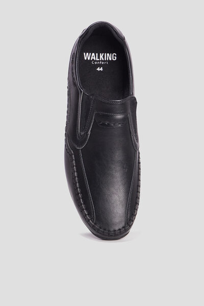 Mocassins confort &agrave; bout carr&eacute; noir homme