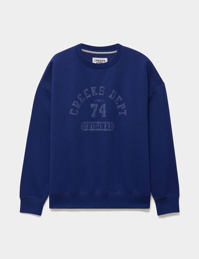 Sweat col rond manches longues bleu fonc&eacute; femme
