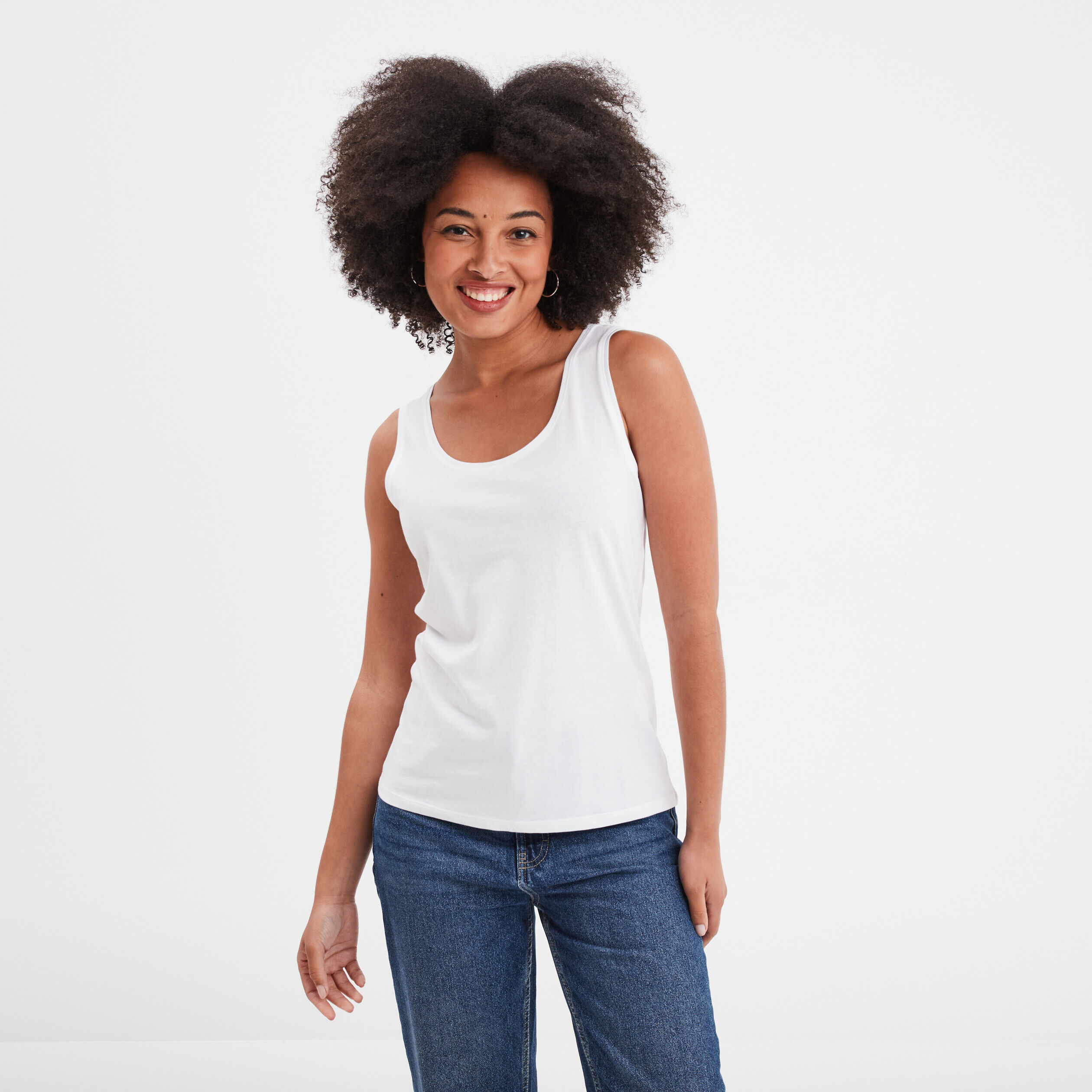 Débardeur bretelles larges coton blanc femme LH