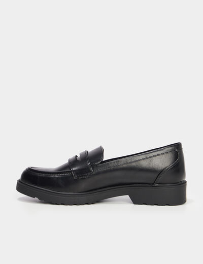 Mocassins semelle épaisse crantée noir femme
