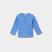 T-shirt col tunisien manches longues bleu lavande b&eacute;b&eacute; gar&ccedil;on