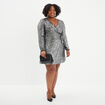 Robe &agrave; sequins portefeuille gris argent femme grande taille