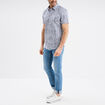 Chemise droite manches courtes coton ecru homme