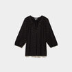 Blouse manches 3/4 et col tunisien noir femme grande taille