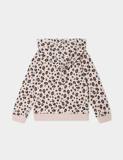 Sweat zippé à capuche sable fille