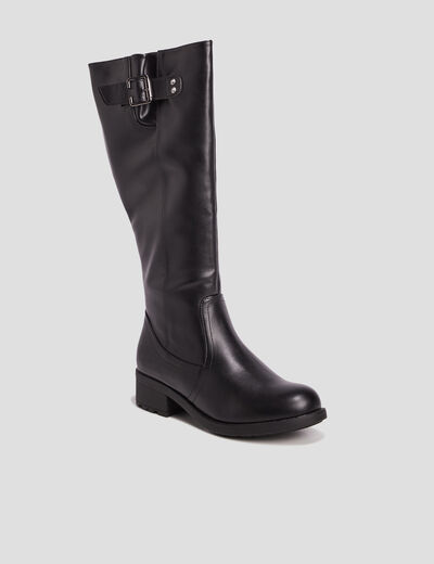 Bottes à talons carrés noir femme