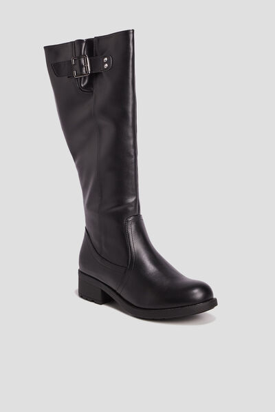 Bottes à talons carrés noir femme
