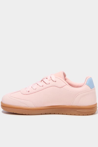Baskets basses &agrave; lacets rose fille