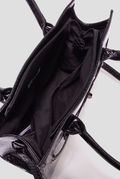 Sac à main aspect croco noir femme