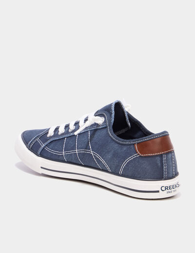 Tennis basses en toile &agrave; lacets bleu marine homme