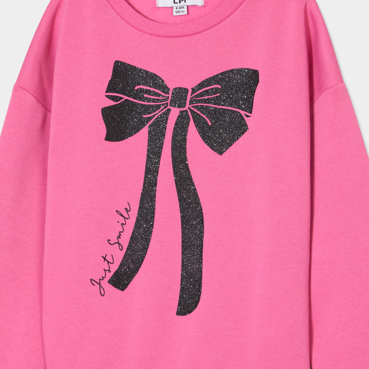 Sweat col rond manches longues vieux rose fille