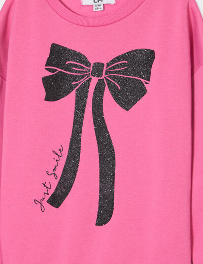 Sweat col rond manches longues vieux rose fille