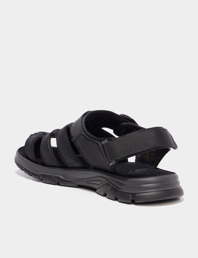 Sandales &agrave; scratchs avec bout rond noir homme