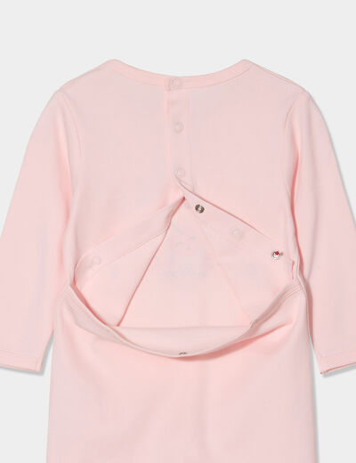 Dors-bien ouverture boutonné dos coton rose clair bébé fille