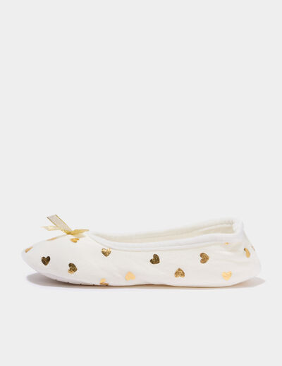 Chaussons ballerines avec pochette blanc femme