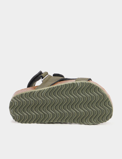 Sandales &agrave; scratchs ajustables vert kaki gar&ccedil;on