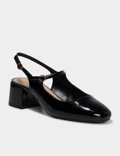 Escarpins vernis &agrave; talons noir femme