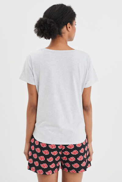 Ensemble pyjama short 2 pièces Naruto gris clair femme