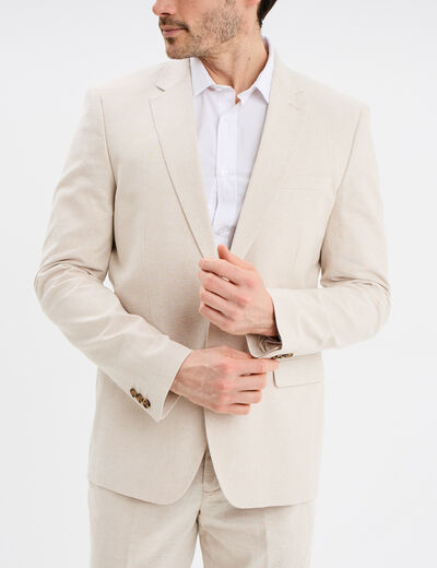 Veste blazer droite lin m&eacute;lang&eacute; gris clair homme