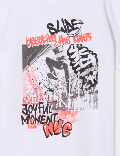 T-shirt col rond manches courtes coton blanc garçon