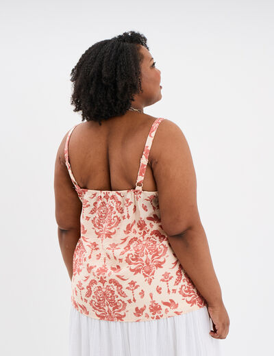 Débardeur fluide à dentelle ecru femme grande taille