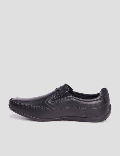Mocassins confort &agrave; bout carr&eacute; noir homme