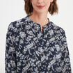 Chemise manches longues col mao bleu marine femme