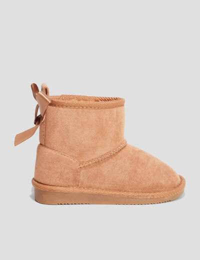 Bottines fourrées avec noeud camel fille