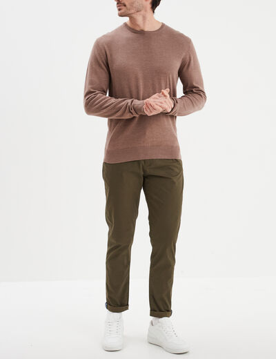 Pantalon chino slim stretch vert kaki homme
