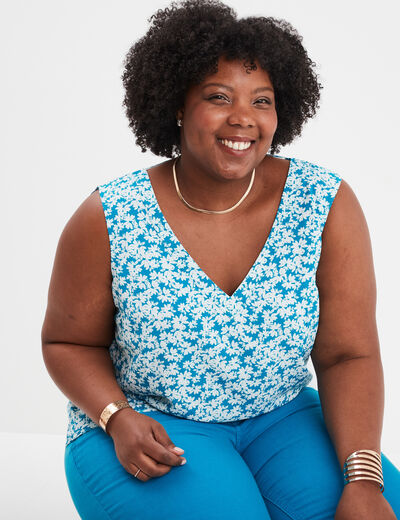 Blouse sans manches bleu canard femme grande taille