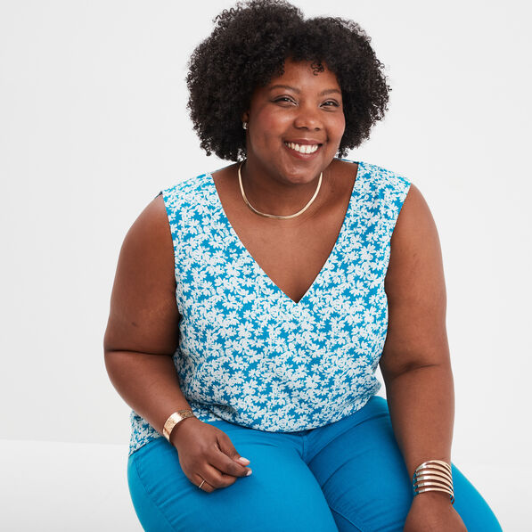 Blouse sans manches bleu canard femme grande taille