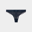 Tanga en dentelle bleu canard femme