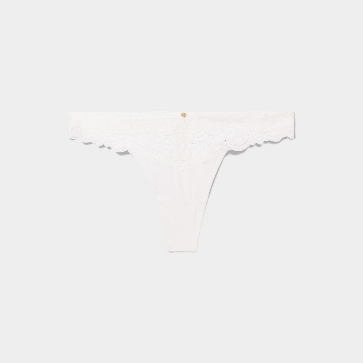 String avec dentelle blanc femme
