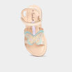 Sandales plates en cuir multicolore fille