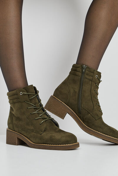 Bottines à talons vert kaki femme