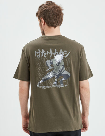 T-shirt manches courtes Kakashi Naruto vert kaki homme