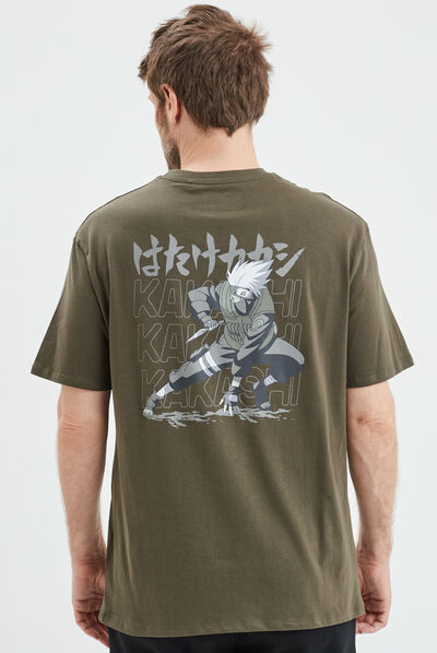 T-shirt manches courtes Kakashi Naruto vert kaki homme